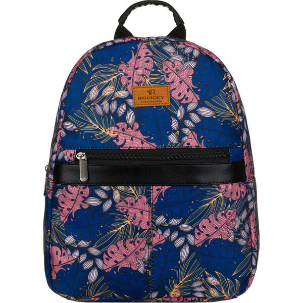 Rovicky Tmavomodrý dámsky štýlový batoh s rastlinným vzorom R-PL15601 64289770