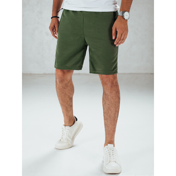 BASIC Tmavozelené pánske teplákové kraťase s vreckami na zips SX2473 64289772