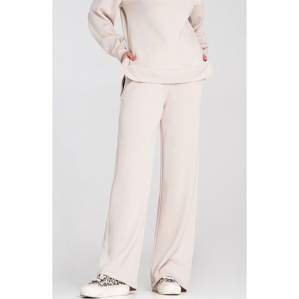 FIGL Smotanová dámske široké tepláky s viskózou M1204 Beige 66149889