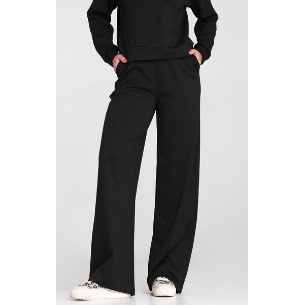 FIGL Čierne dámske široké tepláky s viskózou M1204 Black 66149890