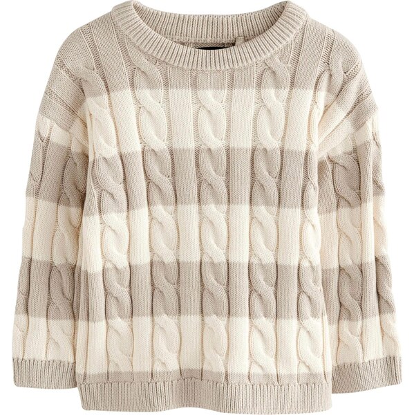 Next Sveter tmavobéžová / prírodná biela 64293992