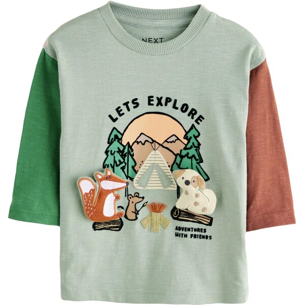 Next Tričko hnedá / zelená / pastelovo zelená 64488373