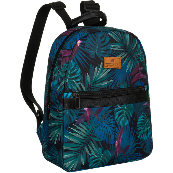 Dámsky vzorovaný polyesterový ruksak s farebným motívom listov - 64295773