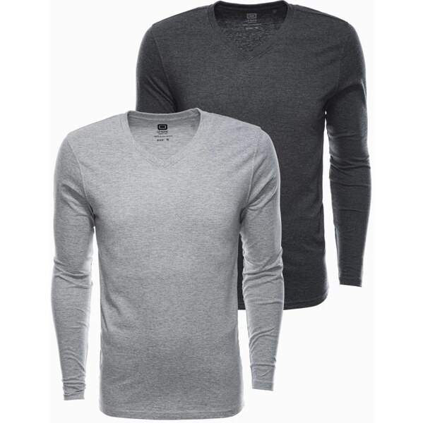 Ombre Clothing Dvojbalenie tričiek s dlhým rukávom a V výstrihom Z41 64333682