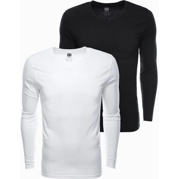 Ombre Clothing Dvojbalenie tričiek s dlhým rukávom a V výstrihom Z41 64333684