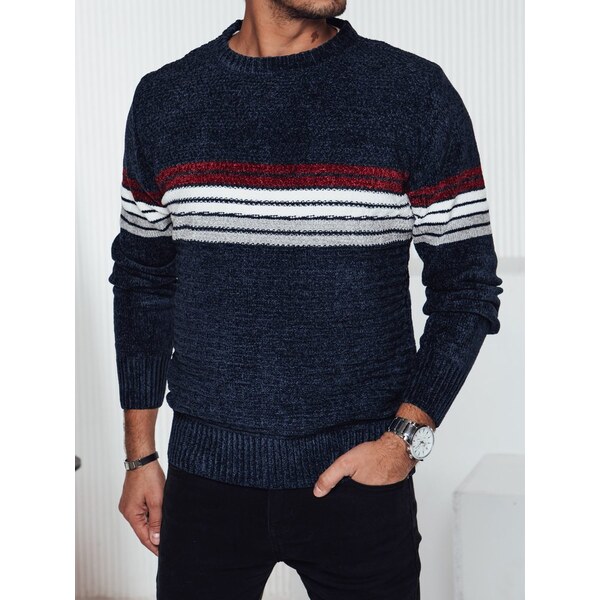 Dstreet Dizajnový pánsky sveter na zimu v modrej farbe 64350280