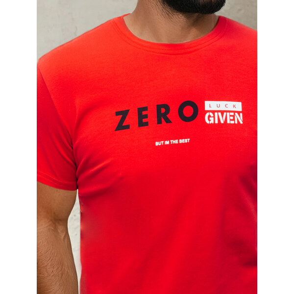 BASIC Červené pánske tričko s potlačou ZERO RX4742 30755720