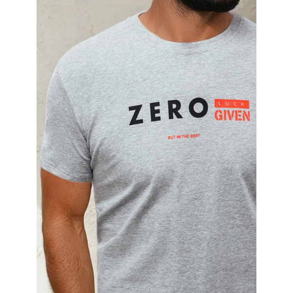 BASIC Svetlosivé pánske tričko s potlačou ZERO RX4744 30755721