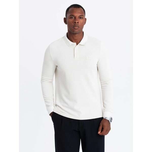 Ombre Clothing Pánska biela polokošeľa s logom V2 POLS-0131 64374210