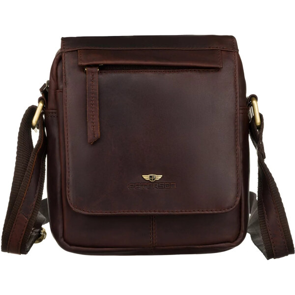 Pánska kožená crossbody taška hnedá - Peterson Maxin hnedá 66131254