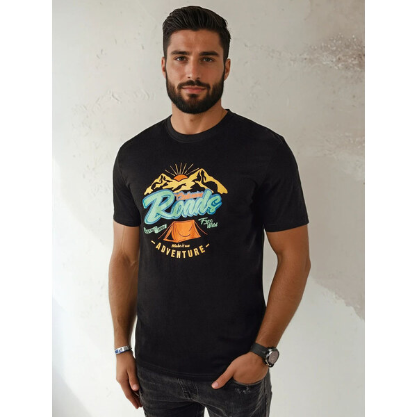 BASIC Čierne pánske tričko s potlačou RX5400 52671556