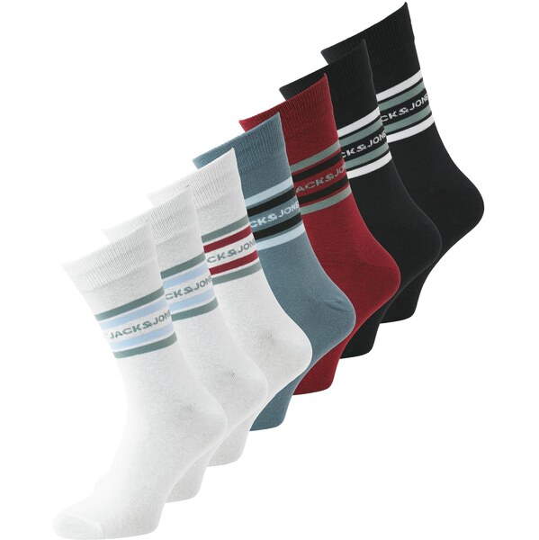 JACK & JONES Ponožky JACLedger modrosivá / rubínová / čierna / biela 64382767