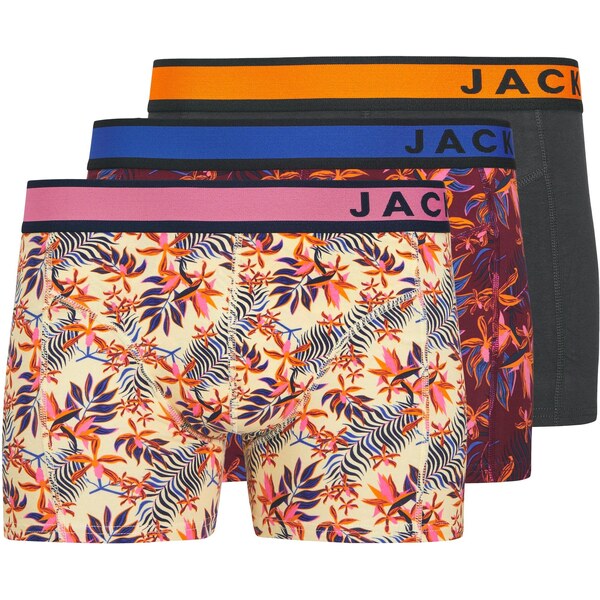 JACK & JONES Boxerky JACLandon žltohnedá / tmavosivá / oranžová / 64391576