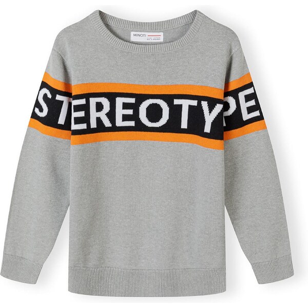 MINOTI Sveter sivá melírovaná / oranžová / čierna / biela 54343097