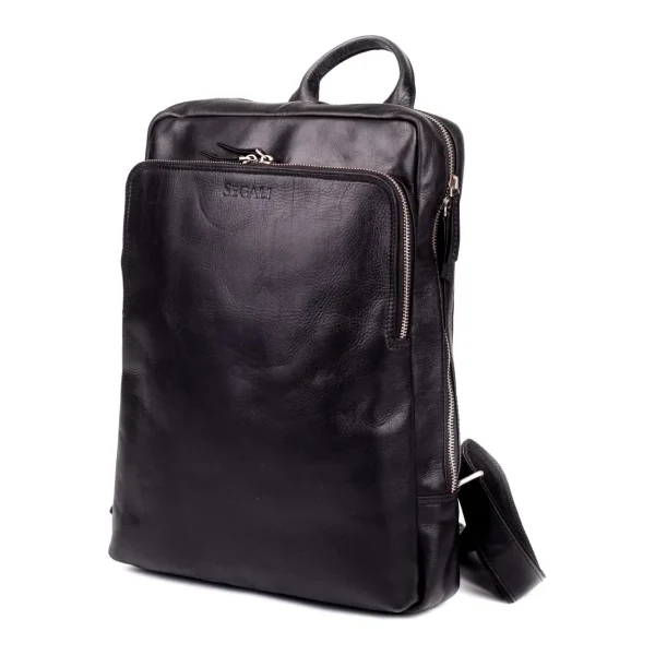 SEGALI Kožený batoh UNISEX 2106 čierny 46637084