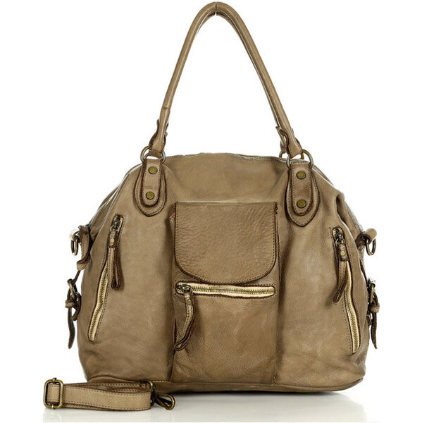 MARCO MAZZINI Dámska kožená taška handmade | béžová taupe V189d 64409242