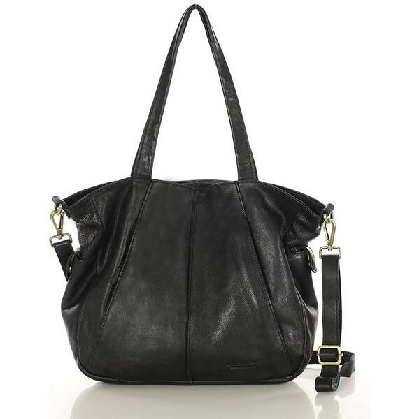 MARCO MAZZINI Mäkká kožená shopper taška | čierna vs116a 64409244