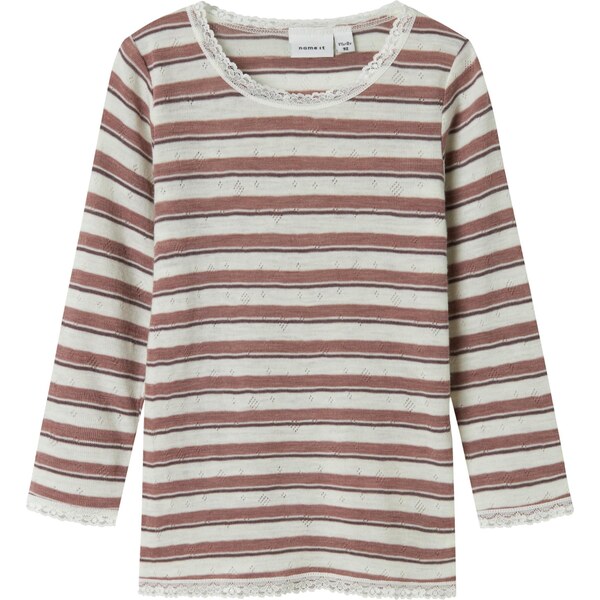 NAME IT Tričko NMFWang staroružová / biela 64413833