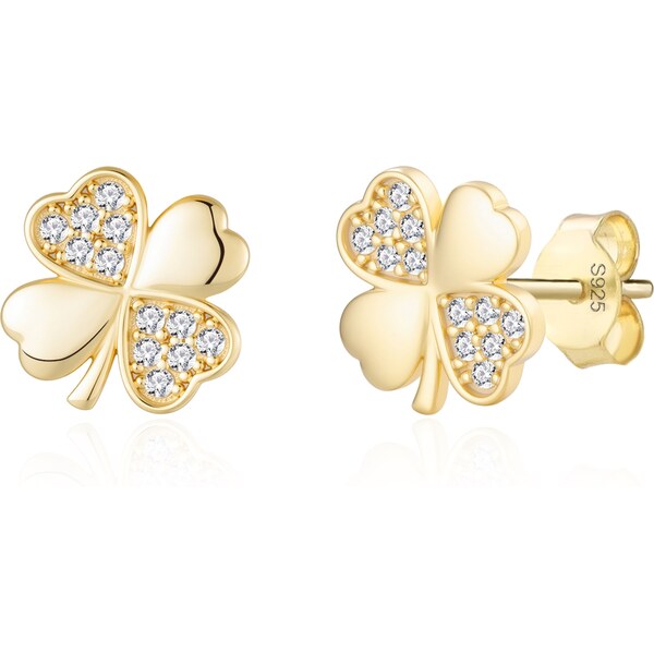 Olivie Stříbrné náušnice ČTYŘLÍSTEK GOLD 9708 64741464