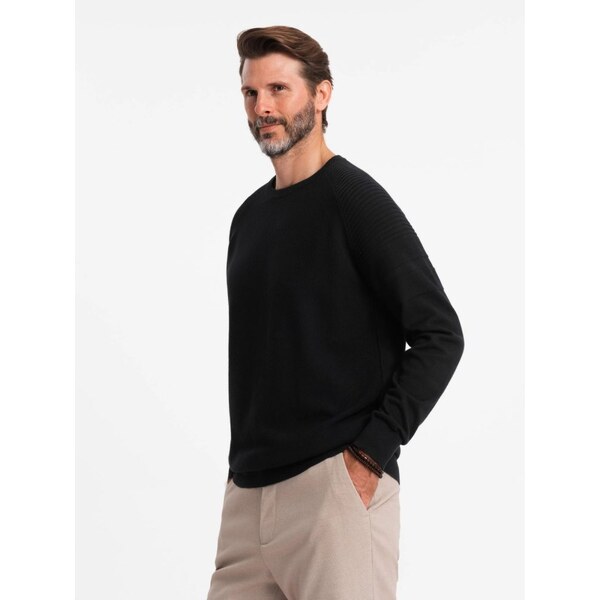 Ombre Clothing Moderný čierny pánsky sveter V2 SWSW-0144 64419238