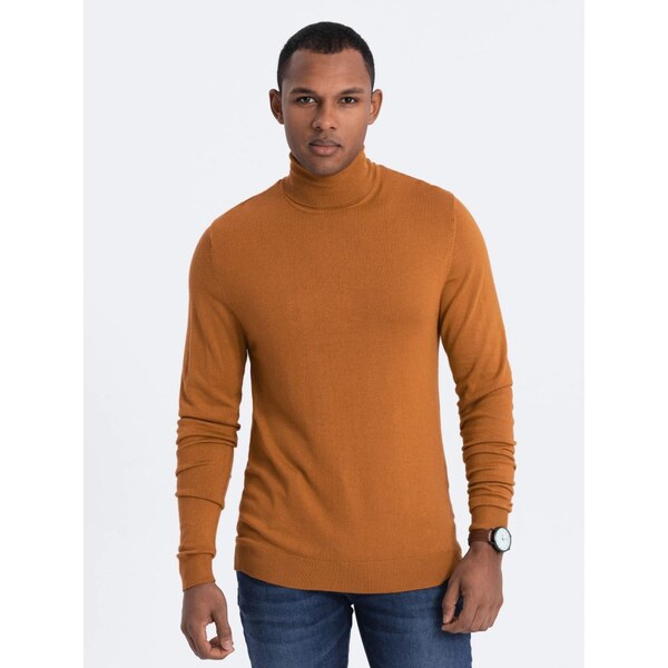 Ombre Clothing Atraktívny kamelový rolák V8 SWTN-0101 64419239