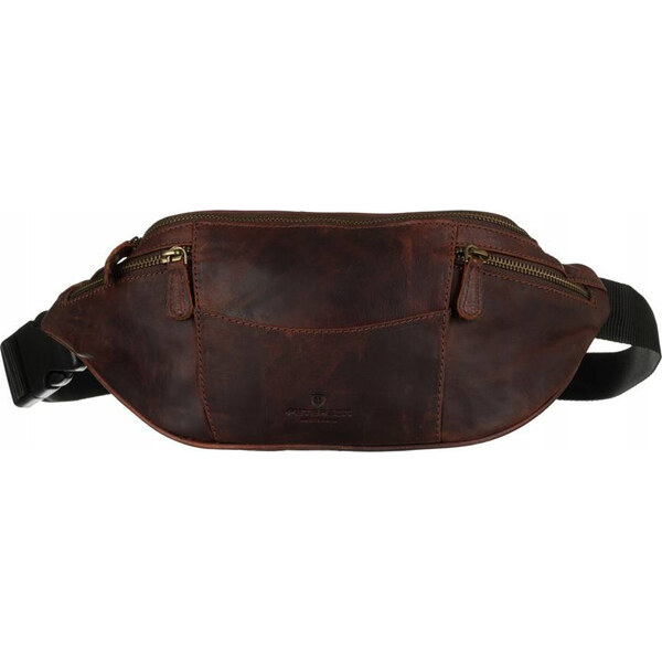 Peterson Tmavohnedá kožená ľadvinka so zipsami [DH] PTN 2507-OLH 64423779