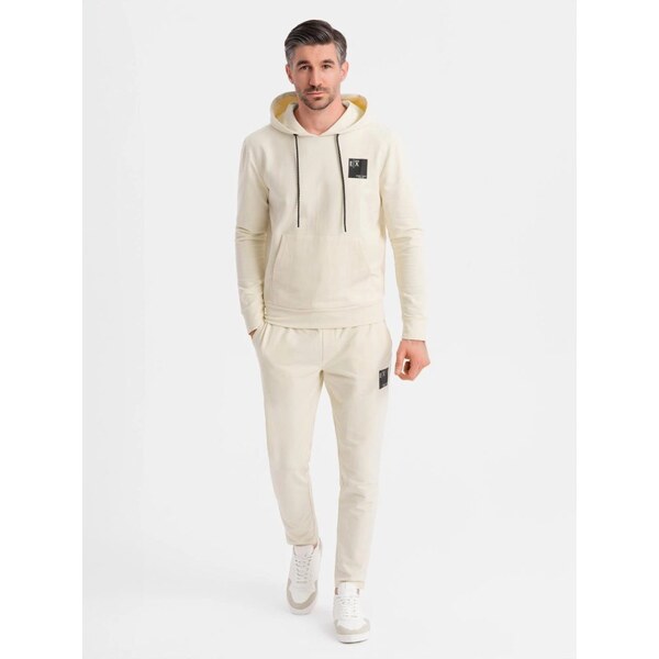 Ombre Clothing Krémová pánska tepláková súprava (mikina + tepláky) V2 64430519