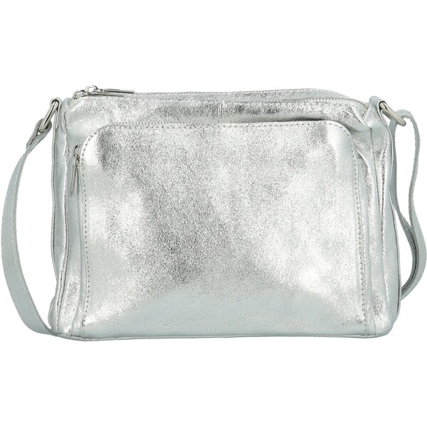 Dámska kožená crossbody kabelka strieborná - Delami Vera Pelle Bandit 64488651