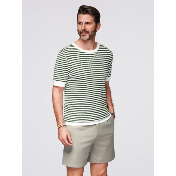Ombre Clothing Námornícke olivovo-biele tričko V3 TSCT-0255 64434237