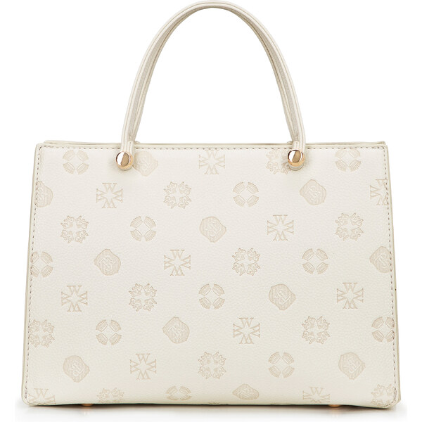 Wittchen Puzdro z ekokože na kabelku s reliéfnym podpisom malé krémové 66066877