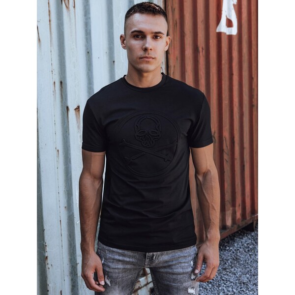 Dstreet Čierne tričko s krátkym rukávom so vzorom 64434234