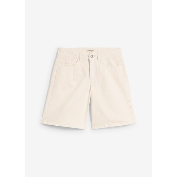 bonprix Džínsové bermudy, Mid Waist, farba béžová 64438871