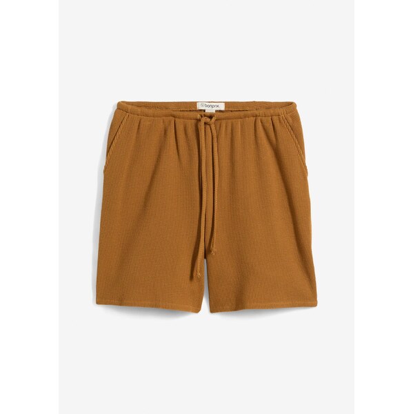 bonprix Štruktúrované šortky z čistej bavlny, farba hnedá 64438885