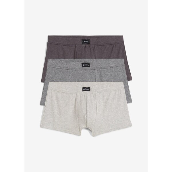 bonprix Bokové nohavičky (3 ks), s bavlnou, farba šedá 64438908
