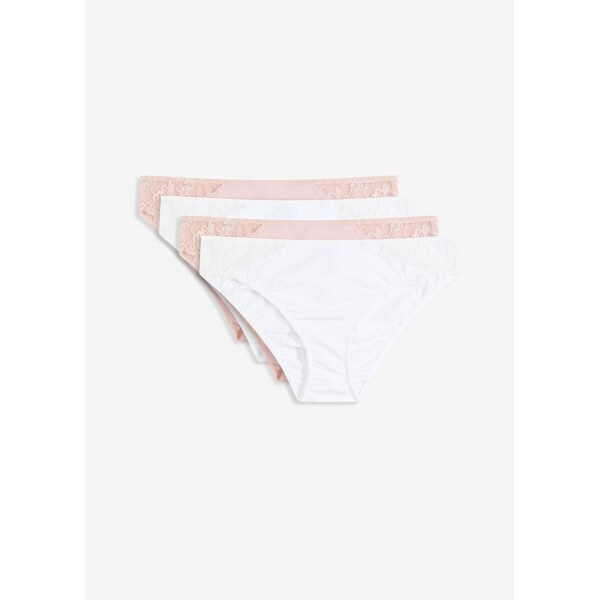 bonprix Nohavičky (4 ks) s čipkou, farba fialová 64438927