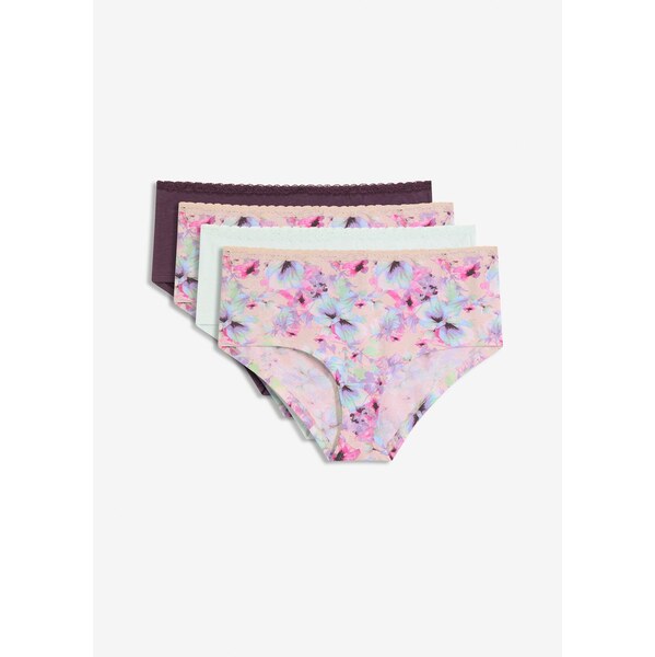 bonprix Maxi nohavičky (4 ks), s bio bavlnou, farba ružová 64438928