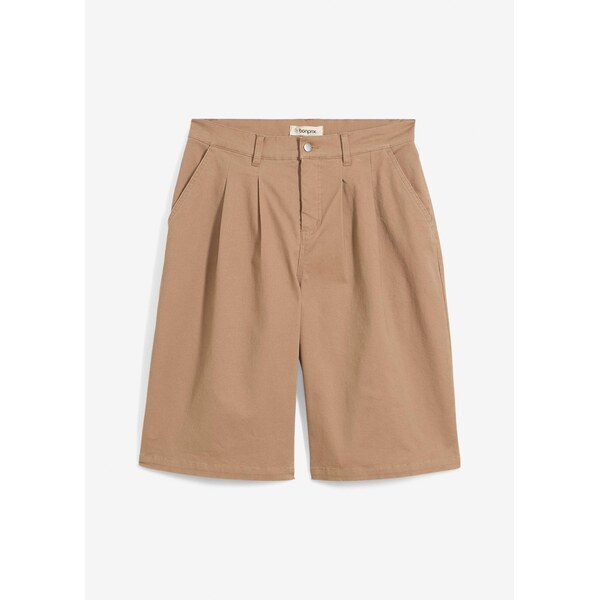 bonprix Dlhé bermudy z elastického bavlneného mixu, farba hnedá 64439013