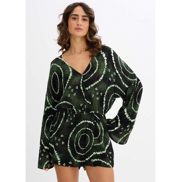 bonprix Krátky overal z padavej viskózy, farba modrá 64438890