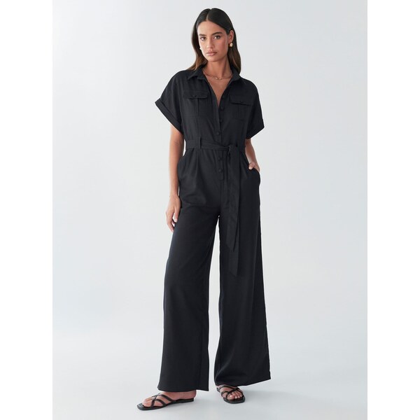 BWLDR Overal ARA LINEN JUMPSUIT čierna 64472626