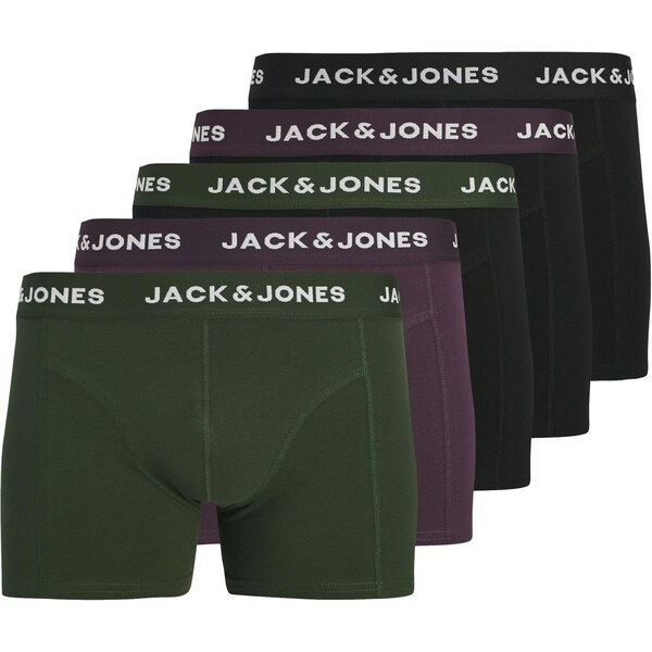 JACK & JONES Boxerky JacJJ tmavozelená / baklažánová / čierna / biela 64443623