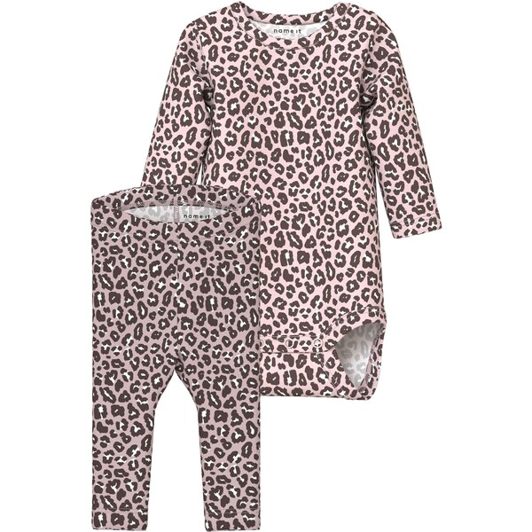 NAME IT Set NBFLEOANA tmavohnedá / pastelovo fialová / biela 64443682