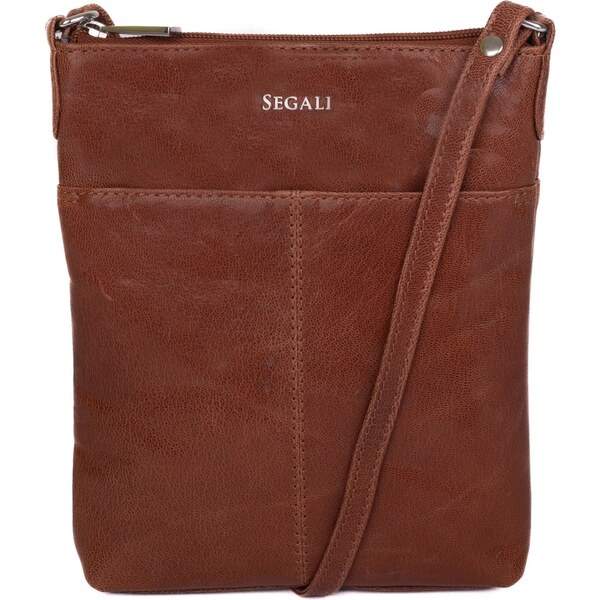 SEGALI Dámska kožená taška cez rameno SG-27001 koňak 35335714