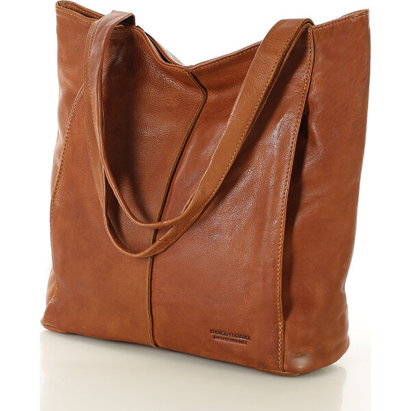 MARCO MAZZINI Svetlohnedá kožená shopper kabelka (vs108b) 55117762