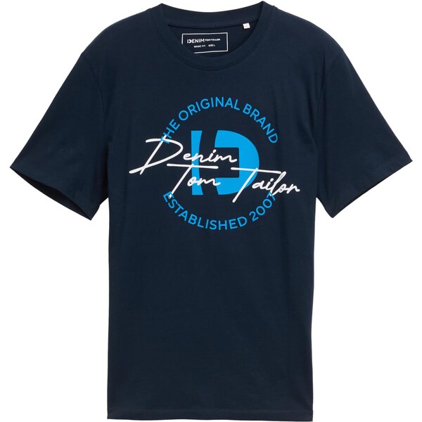 TOM TAILOR DENIM Tričko tmavomodrá / azúrová / biela 64458116