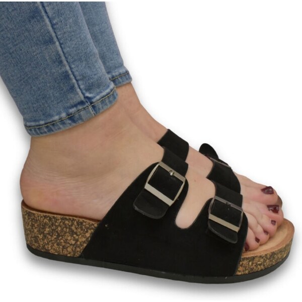 JOHN-C Čierne platformové šľapky s prackami Terry 2 64459998