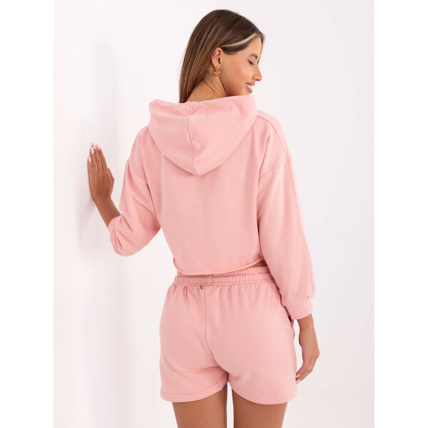 BASIC Svetloružová krátka tepláková súprava mikiny a šortiek EM-KMPL 25543844