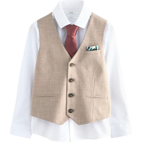 Next Košeľa béžová / karmínovo červená / biela 64465403