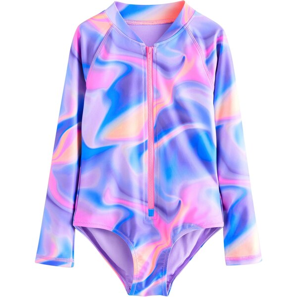 Next Jednodielne plavky azúrová / fialová / svetloružová 65834820