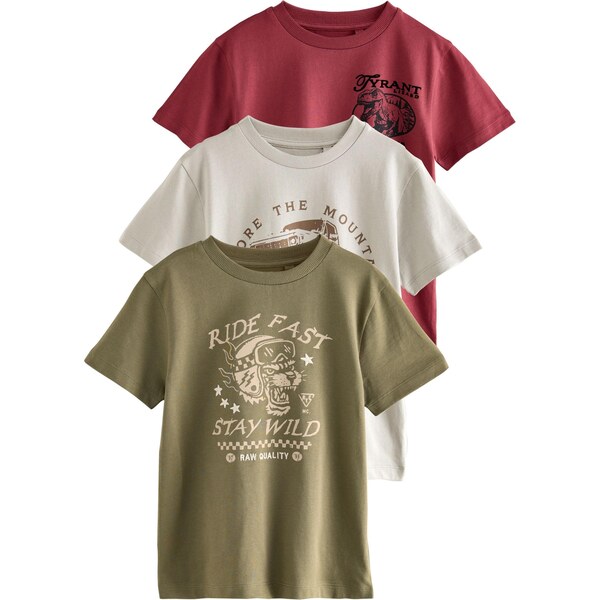 Next Tričko sivá / olivová / červená 64488441