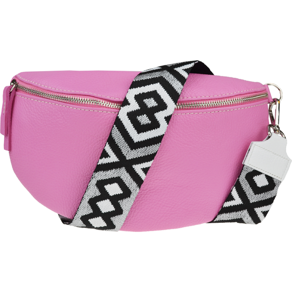 Ružová kožená talianska crossbody kabelka Reni Grande Flamingo s 64477922